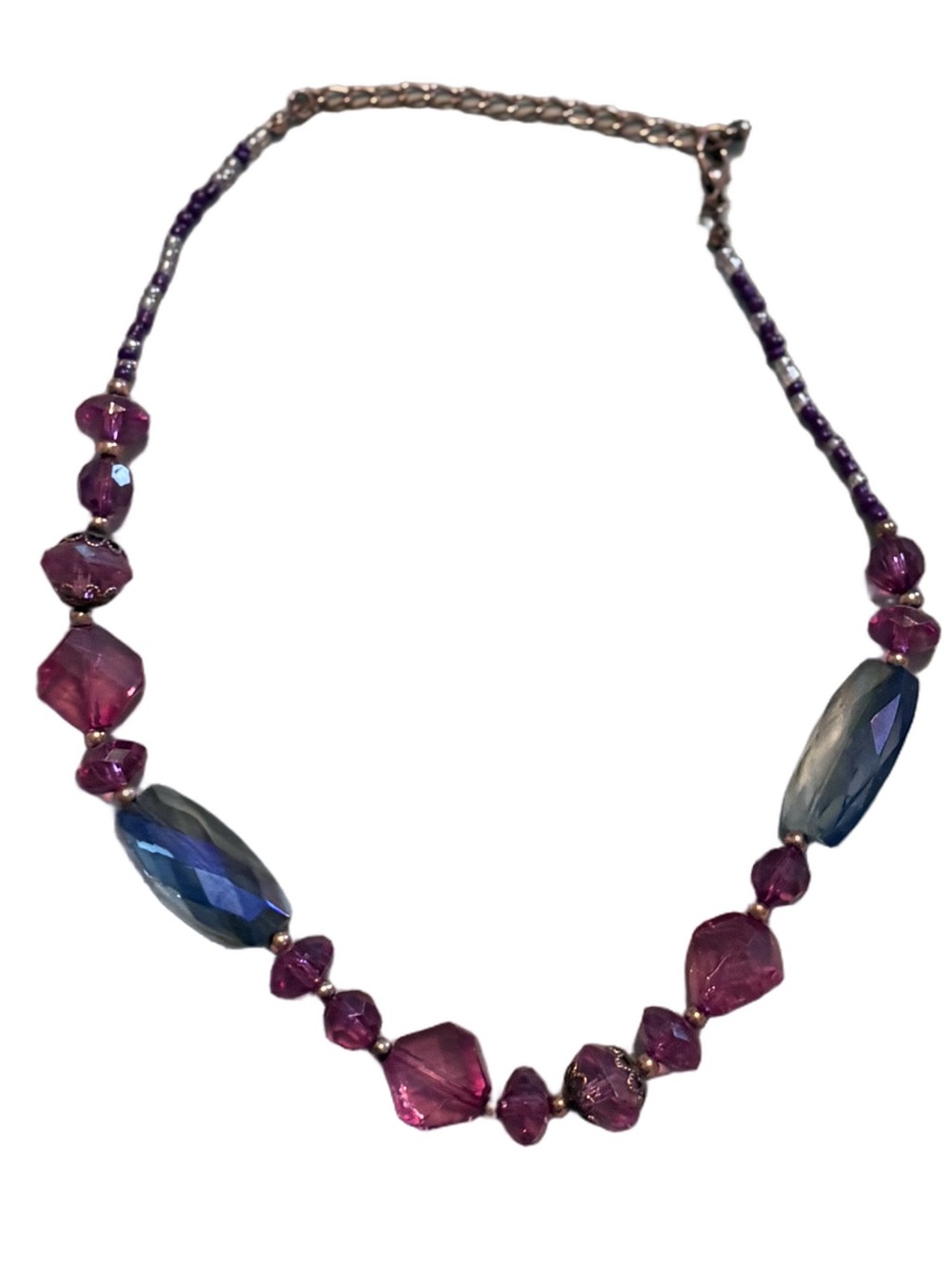 Purple Crystal and Bead Necklace